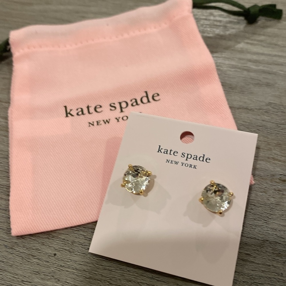 Kate Spade Gumdrop clear and Goldtone pierced stud earrings